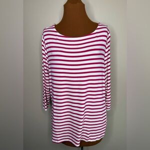 A New Day Pink and White Striped Shirt Round Neck Size XL